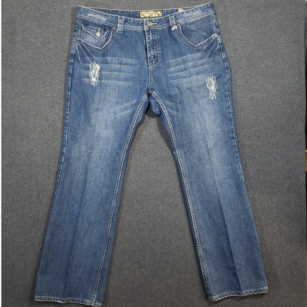 Born in‎ Los Angeles  Distressed Bootcut Jeans Mens 40x35 Blue Milk and Honey